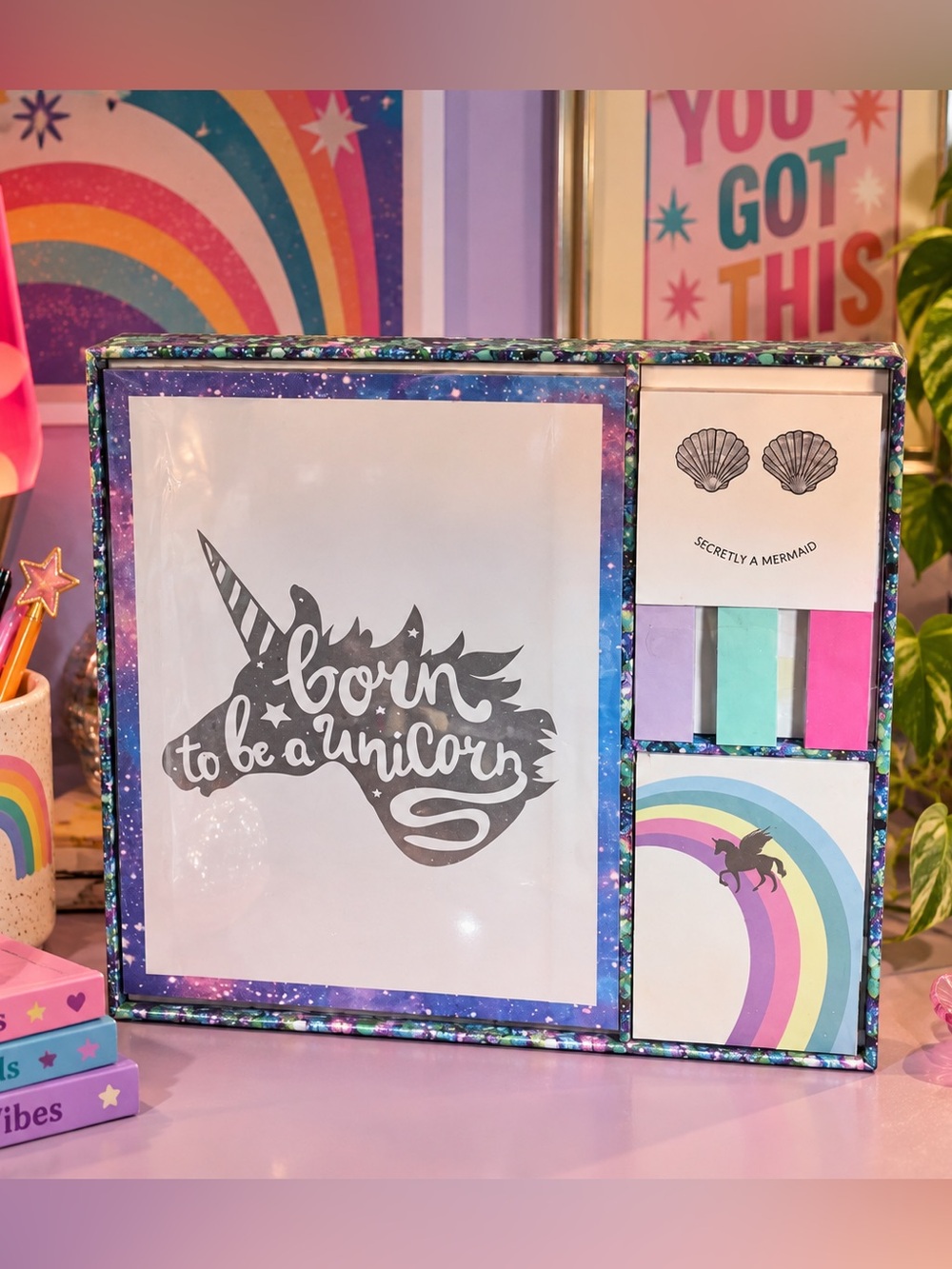 Large Unicorn Mermaid Rainbow Stationary Lot